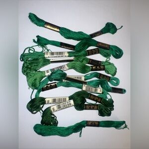 DMC Embroidery Floss Needlepoint Crewel Greens Lot of 11